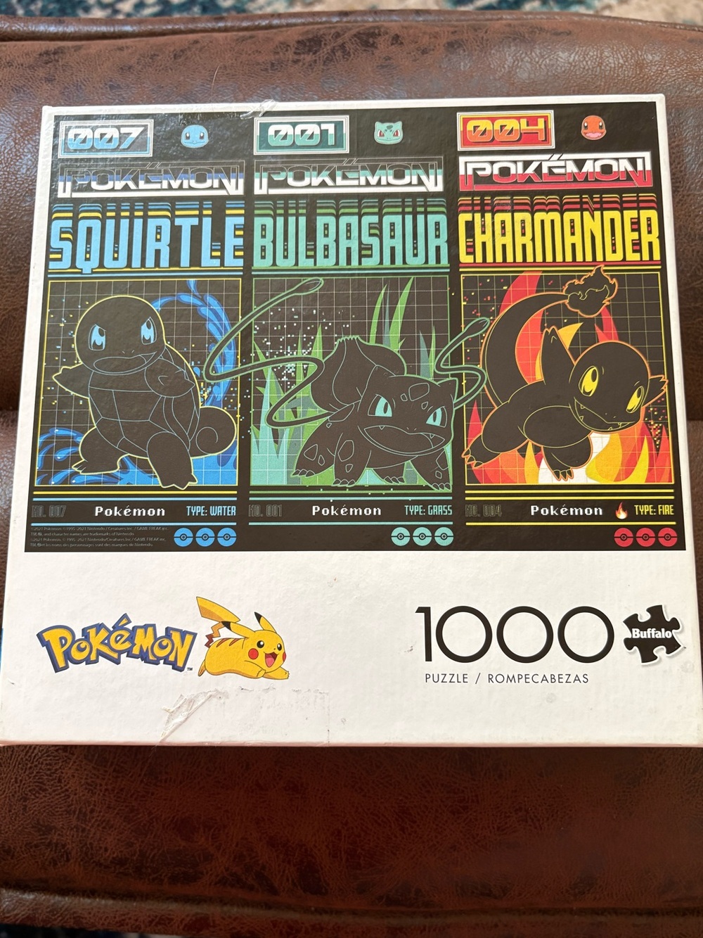 Pokémon 1000-Piece Puzzle Featuring Squirtle Bulbasaur Charmander - Black Accent